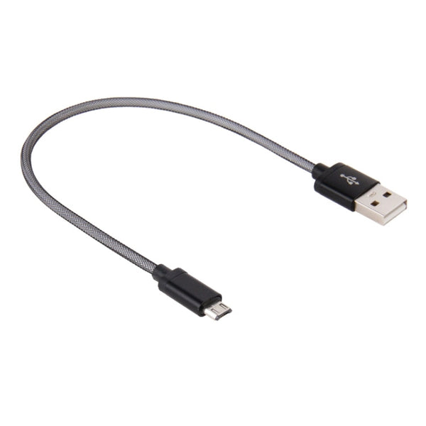 25cm Net Style Metal Head Micro USB to USB 2.0 Data / Charger Cable