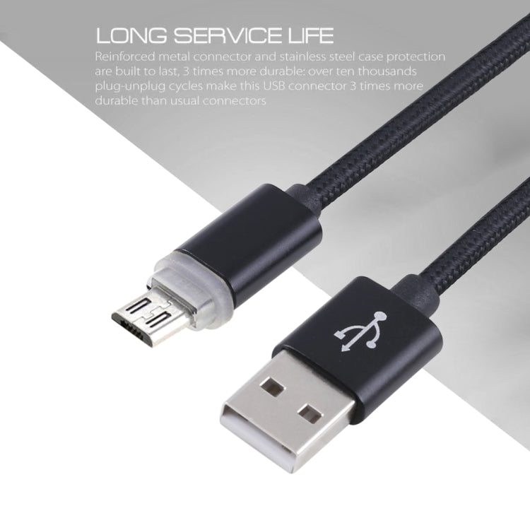 1m Woven Style Micro USB to USB 2.0 Data Sync Cable with LED Indicator Light