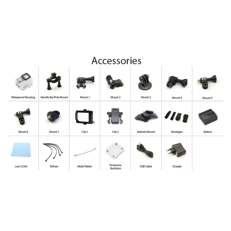 H9 4K Ultra HD1080P 12MP 2 inch LCD Screen WiFi Sports Camera, 170 Degrees Wide Angle Lens, 30m Waterproof, H9 4K (Black)