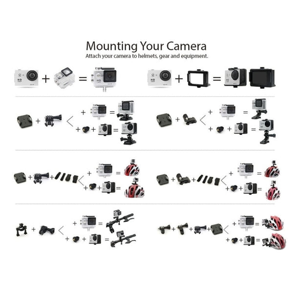 H9 4K Ultra HD1080P 12MP 2 inch LCD Screen WiFi Sports Camera, 170 Degrees Wide Angle Lens, 30m Waterproof, H9 4K (Black)