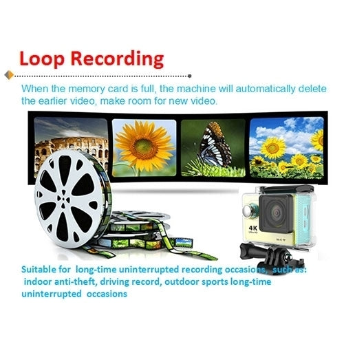 H9 4K Ultra HD1080P 12MP 2 inch LCD Screen WiFi Sports Camera, 170 Degrees Wide Angle Lens, 30m Waterproof, H9 4K (Black)