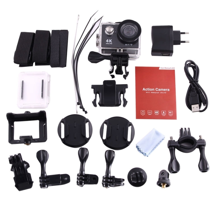 H9 4K Ultra HD1080P 12MP 2 inch LCD Screen WiFi Sports Camera, 170 Degrees Wide Angle Lens, 30m Waterproof, H9 4K (Black)