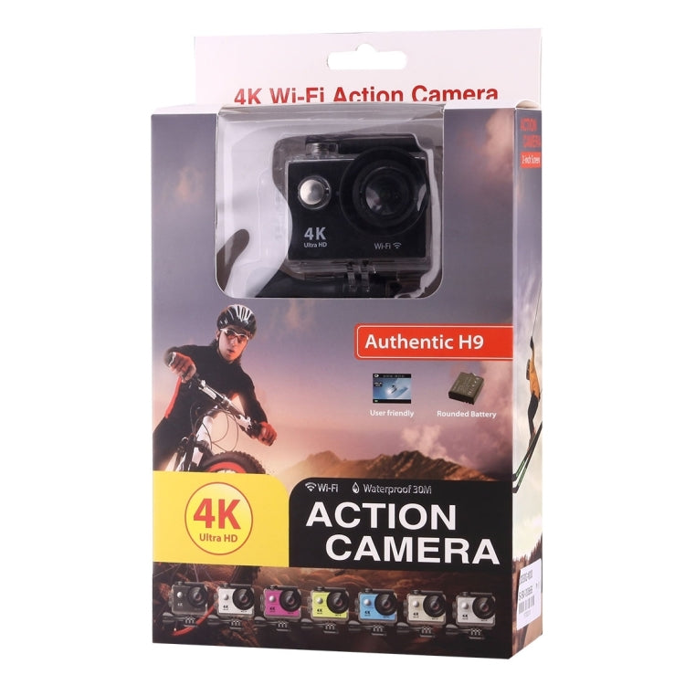 H9 4K Ultra HD1080P 12MP 2 inch LCD Screen WiFi Sports Camera, 170 Degrees Wide Angle Lens, 30m Waterproof, H9 4K (Black)