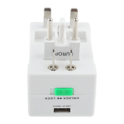 Universal US / EU / AU / UK Travel AC Power Adaptor Plug with USB Charger Socket