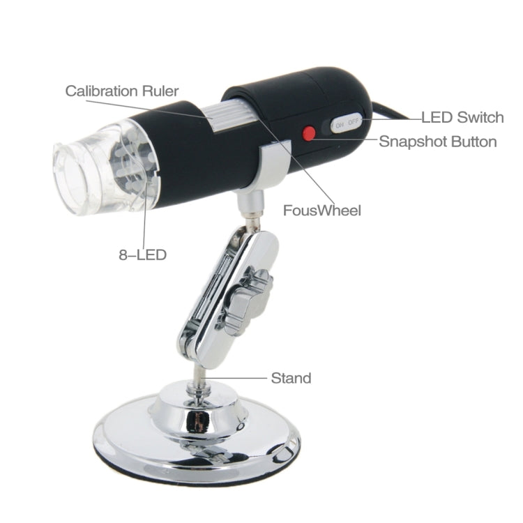 1.3 Mega Pixels 500X USB 2.0 Digital Microscope with 8 LED, 500X