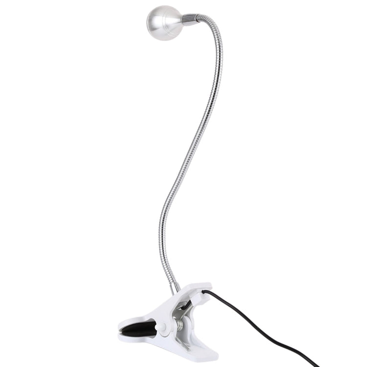 3W 360 Degree Rotation USB Metal Flexible Neck LED Light with Switch & Clip (Warm White Light Silver)