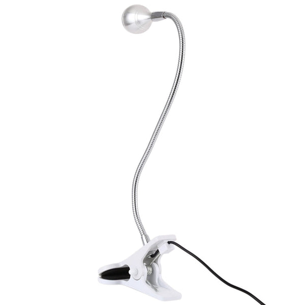 3W 360 Degree Rotation USB Metal Flexible Neck LED Light with Switch & Clip (Warm White Light Silver)