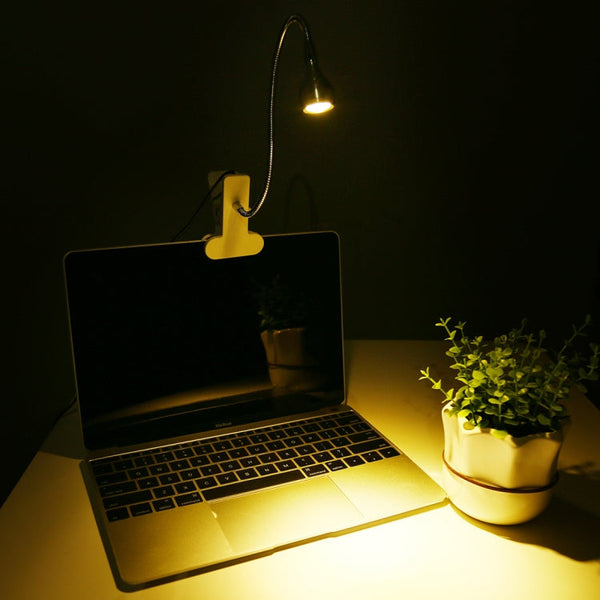 3W 360 Degree Rotation USB Metal Flexible Neck LED Light with Switch & Clip (Warm White Light Silver)