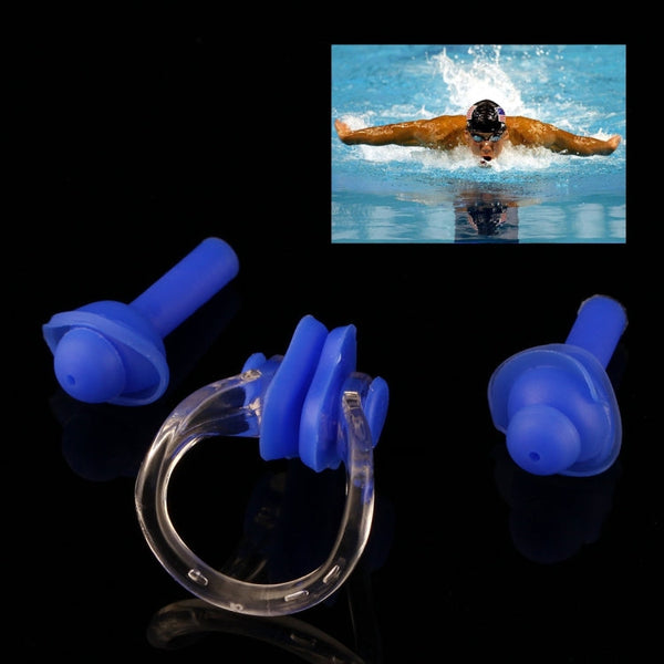 Soft Silicone Swimming Nose Clip and Ear Plug Set Earplug, Random Color Delivery