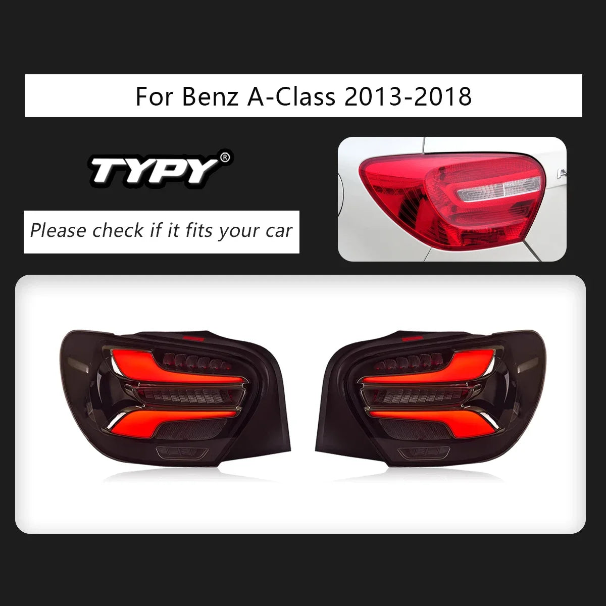 TYPY Car Lights For Benz A-Class W176 Taillight 2013-2018 LED Projetor Tail Lamp Daytime Running Light Automotive Accessories