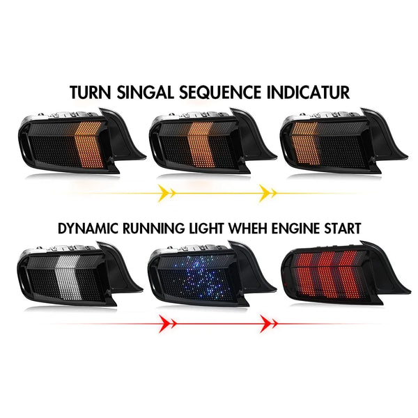 1 Pair RGB LED Tail Lights For Ford Mustang 2015-2023 Rear LampTurn Signal Light Animation Smoke Car Headlight Accessories