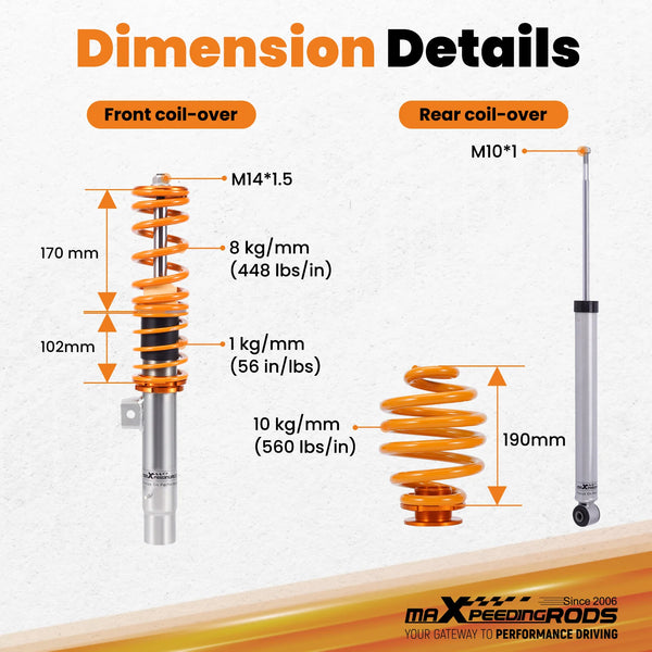 maXpeedingrods Adjustable Coilovers Suspension Kit For 3 series E46 320i 325i 328i 330i 320d 330d  Coil Spring Kit