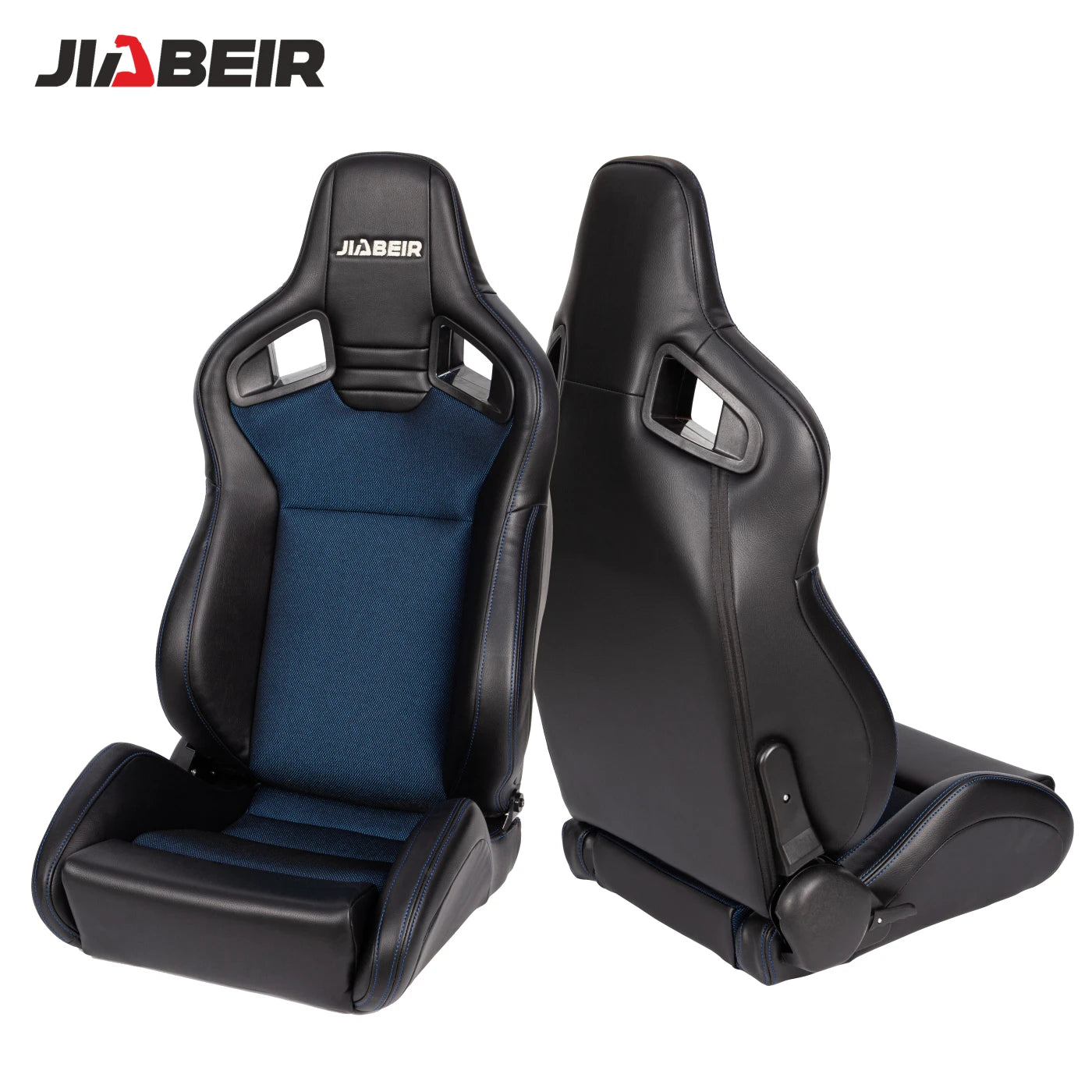 1 Pair Adjust Leather Blue Breathable Mesh Fabric Sport Bucket Racing Car Seats