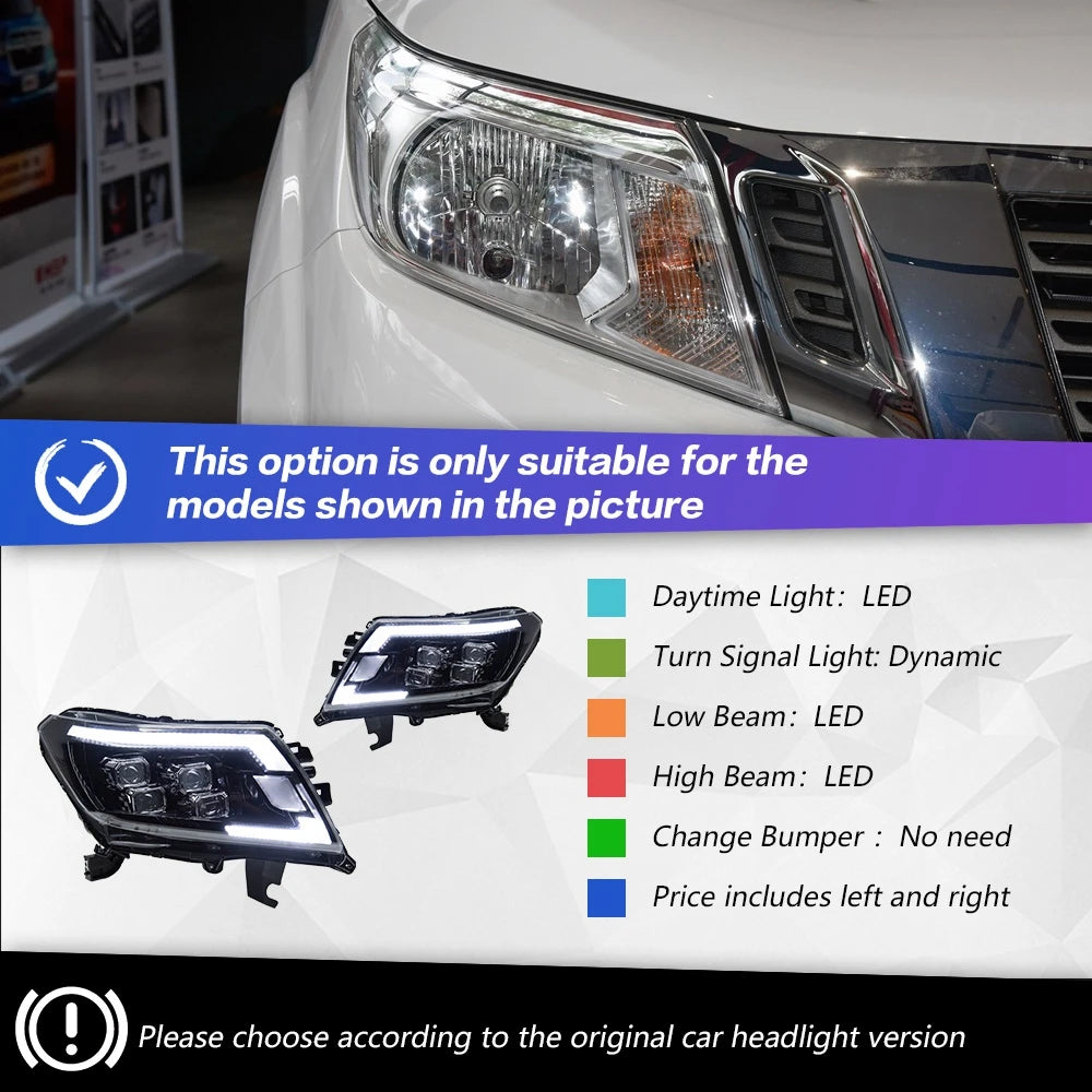 Headlights For Navara 2014-2021 Car автомобильные товары  12V H7 LED DRL Hella Xenon Lens Hid Nissan NP300 Tools Car Accessories