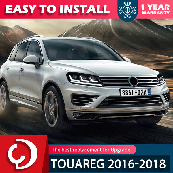 AKD 2 PCS car for Volkswagen Touareg LED Headlights 2016-2018 Touareg LED Angel Eye Daytime Running Light Options Headlight