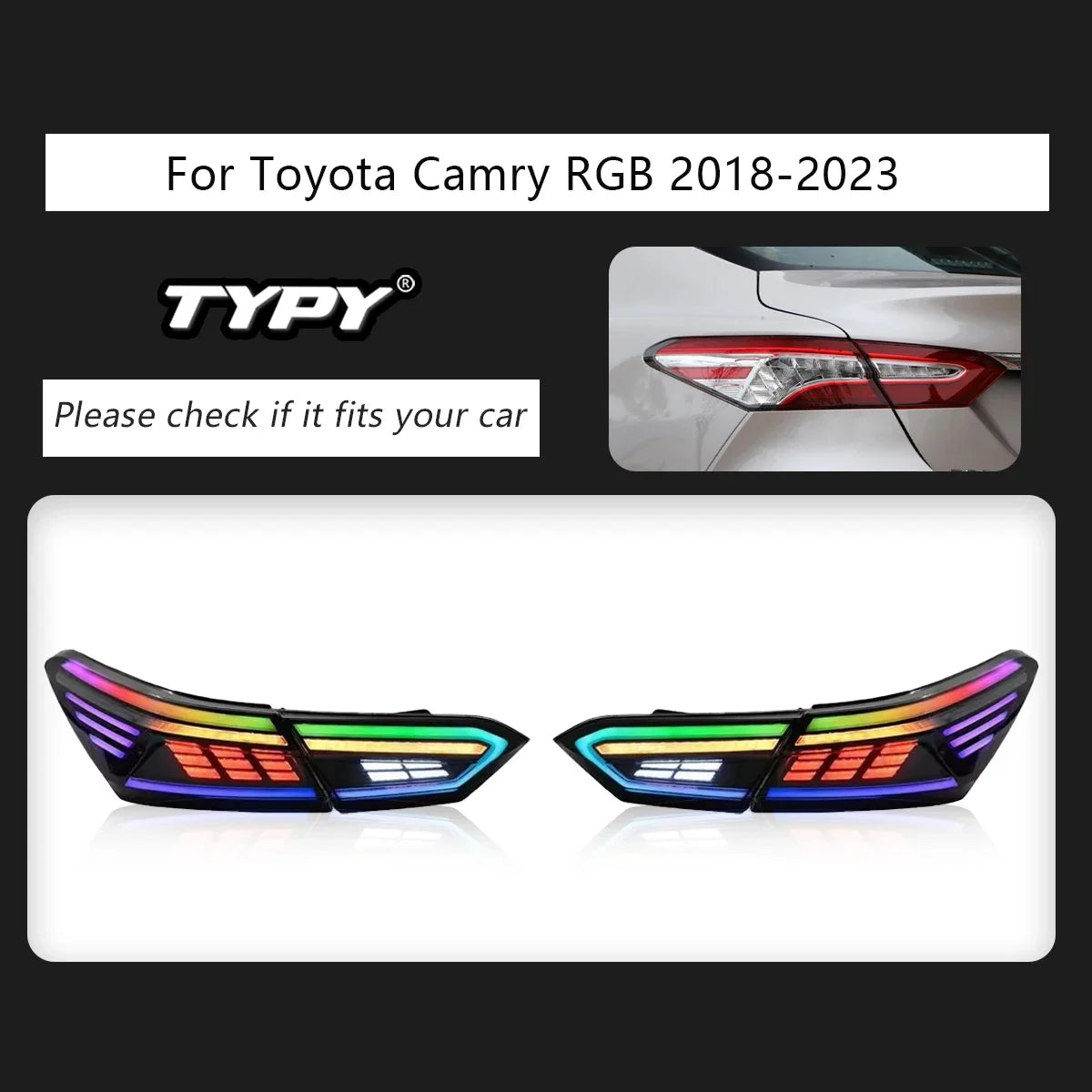 TYPY New LED Taillight Upgrade Modified Full Tail Lamp Car Accessories For Toyota Camry RGB 2018-2023 Dynamic Turn Signals