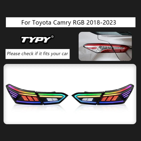 TYPY New LED Taillight Upgrade Modified Full Tail Lamp Car Accessories For Toyota Camry RGB 2018-2023 Dynamic Turn Signals