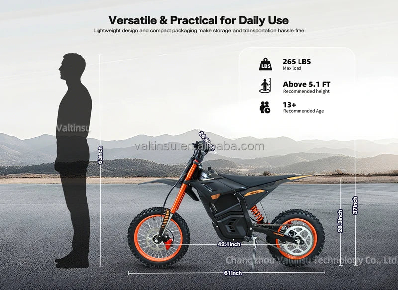 VALTINSU EM-5 Verified Manufacturer 48V 2500 W Motorcycle Performance Pit Bike Off Road Electric Dirt Bike