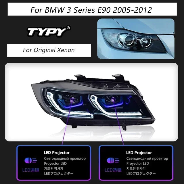 TYPY Car For BMW 3 Series E90 Headlight 2005-2012 Upgrade Modified to New DRL Dynamic Turn Signal LED Headlight Auto Accessories