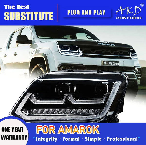 AKD Head Lamp for VW Amarok LED Headlight 2008-2020 Headlights  Amarok DRL Turn Signal High Beam Angel Eye Projector Lens
