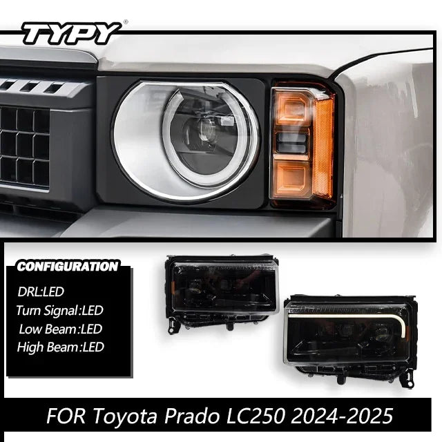 TYPY New LED Car Headlights For Toyota Prado LC250 Headlight 2024-2025 Signals Auto Accessories Daytime Running Lights