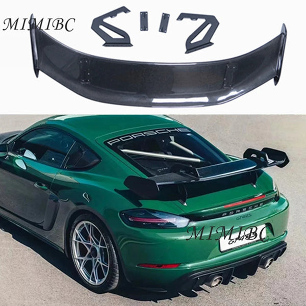 FOR Porsche Cayman 718 981 Boxster GT4 RS Style Car External Decoration Rear Trunk Wing Carbon Fiber Rear Spoiler Tail Wings