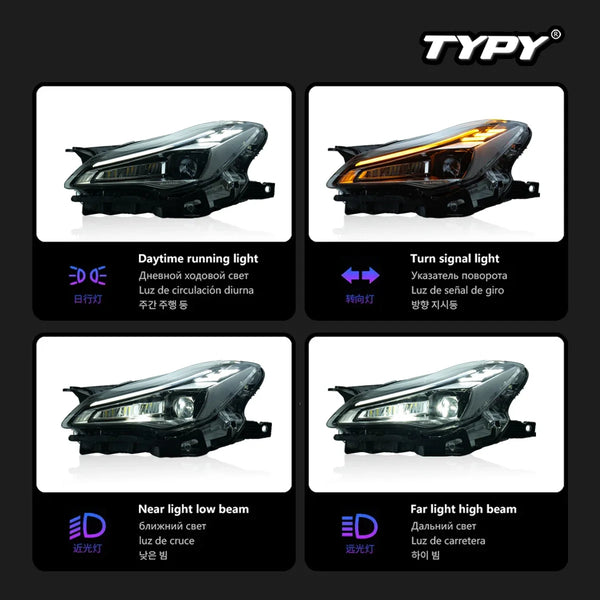 TYPY Car For Maserati Quattroporte LED Headlights 2013-2017 Upgrade to NEW Dynamic Turn Signal Lamp Brake DRL Car Accessories