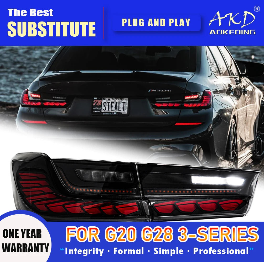 AKD Tail Lamp for BMW 3 Series G20 G28 M3 LED Tail Light 2018-2021 325i 320i Rear Fog Brake Turn Signal Automotive Accessories