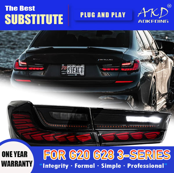 AKD Tail Lamp for BMW 3 Series G20 G28 M3 LED Tail Light 2018-2021 325i 320i Rear Fog Brake Turn Signal Automotive Accessories
