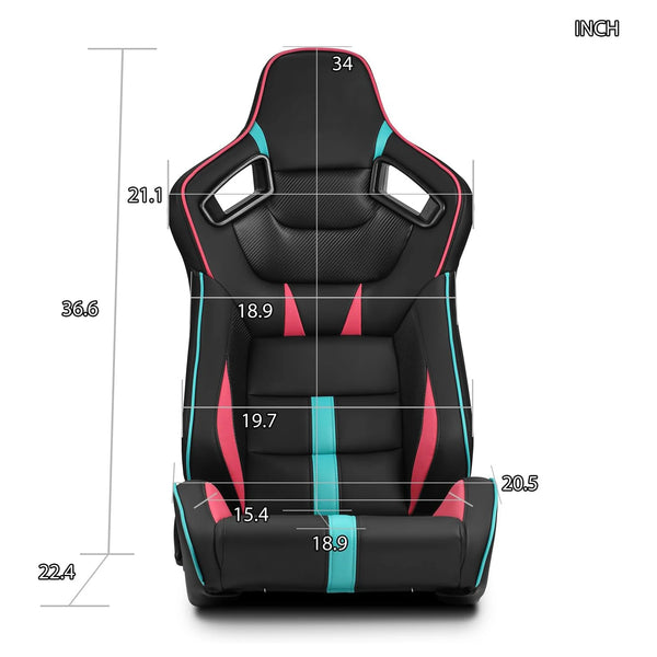 JIABEIR 1041D Black/Pink High Quality Leather Car Vehicle Comfortable Gaming Station Adjustable Sim Bucket Sport Racing Seats