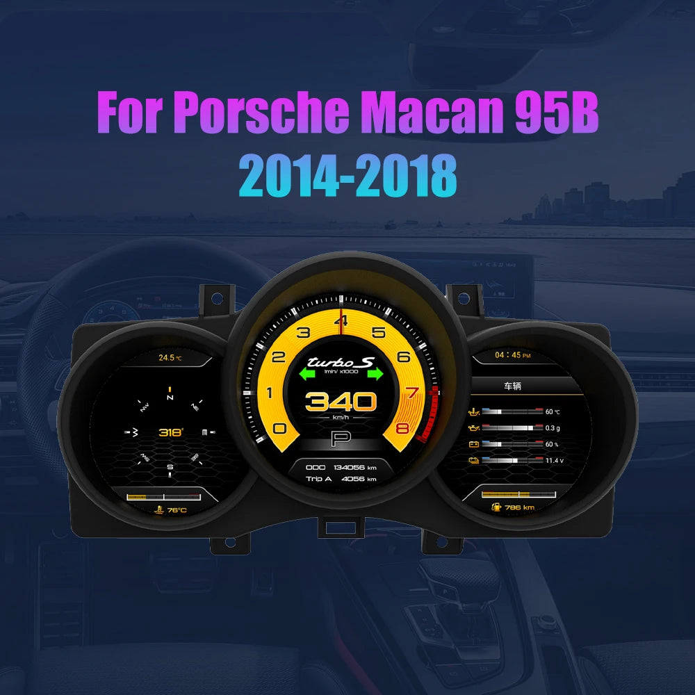 Car LCD Digital Dashboard Cluster For Porsche Macan 95B Boxster 718 Instrument Panel Speedometer Virtual Cockpit Linux System
