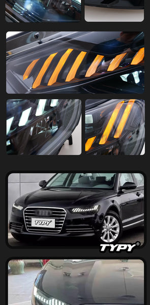 TYPY LED DRL Lightbar Projector Headlights A6 Headlights 2012-2015 A6L LHD