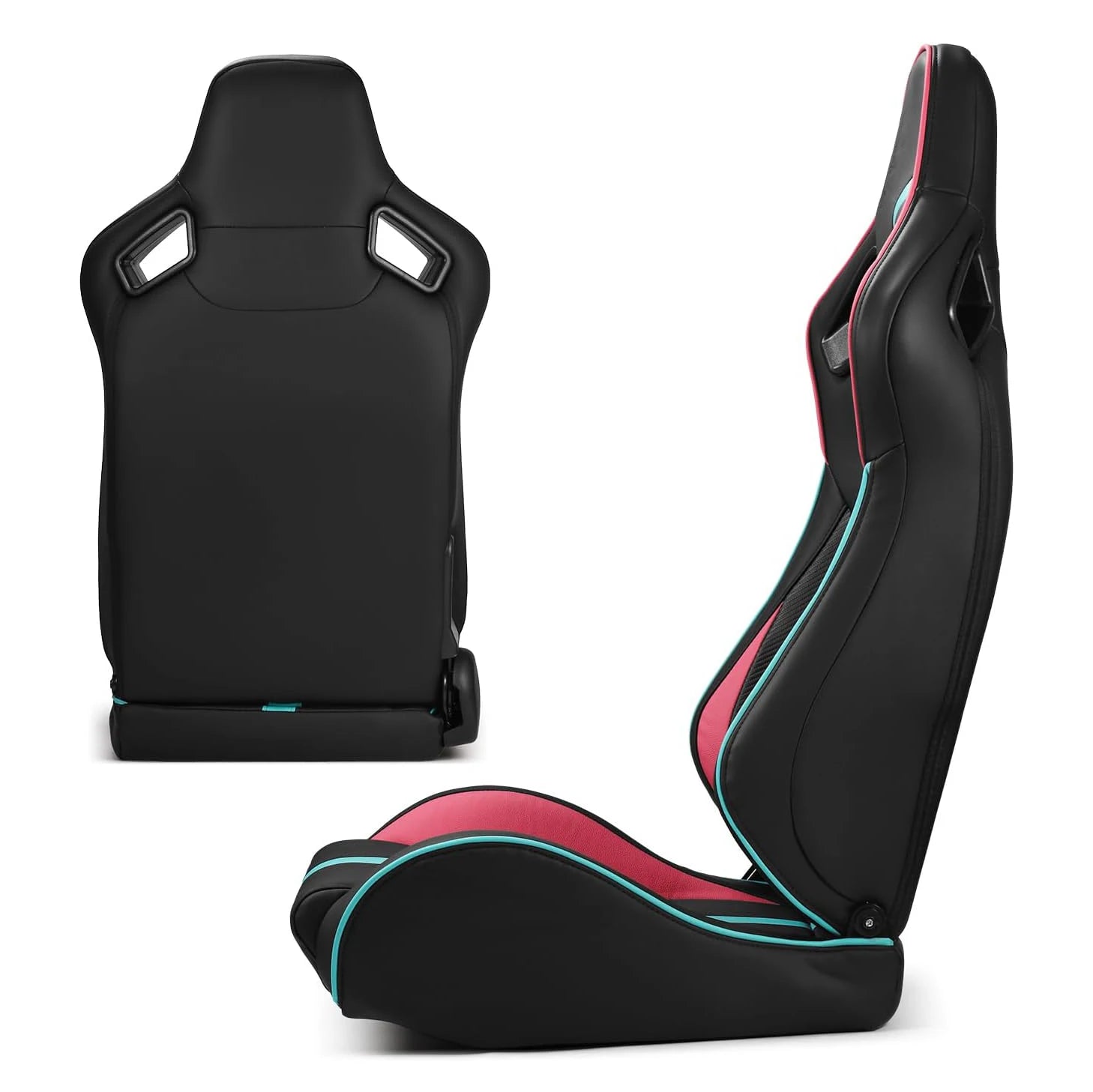 JIABEIR 1041D Black/Pink High Quality Leather Car Vehicle Comfortable Gaming Station Adjustable Sim Bucket Sport Racing Seats