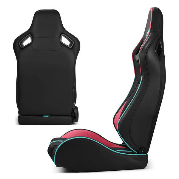 JIABEIR 1041D Black/Pink High Quality Leather Car Vehicle Comfortable Gaming Station Adjustable Sim Bucket Sport Racing Seats