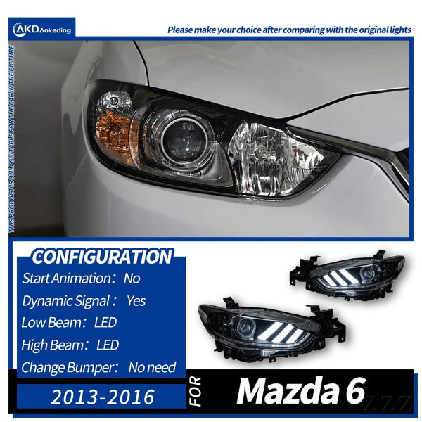 AKD Car Styling for Mazda 6 Headlights 2015 Mazda6 Atenza LED Headlight Mustan Design DRL Bi Xenon Lens High Low Beam Parking