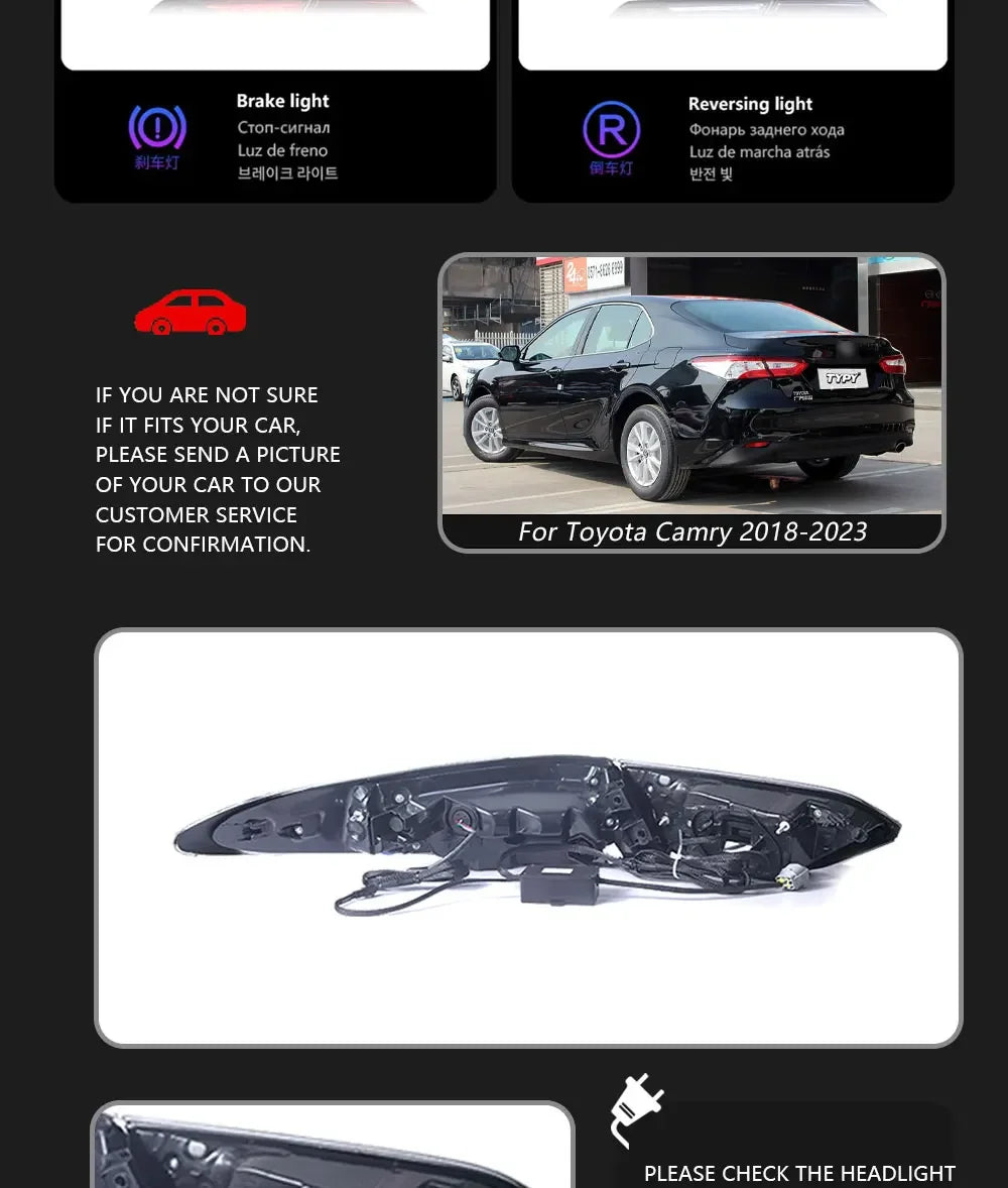 TYPY Car Lights For Toyota Camry RGB Taillight 2018-2023 LED Projetor Tail Lamp Daytime Running Light Automotive Accessories