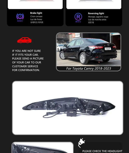 TYPY Car Lights For Toyota Camry RGB Taillight 2018-2023 LED Projetor Tail Lamp Daytime Running Light Automotive Accessories