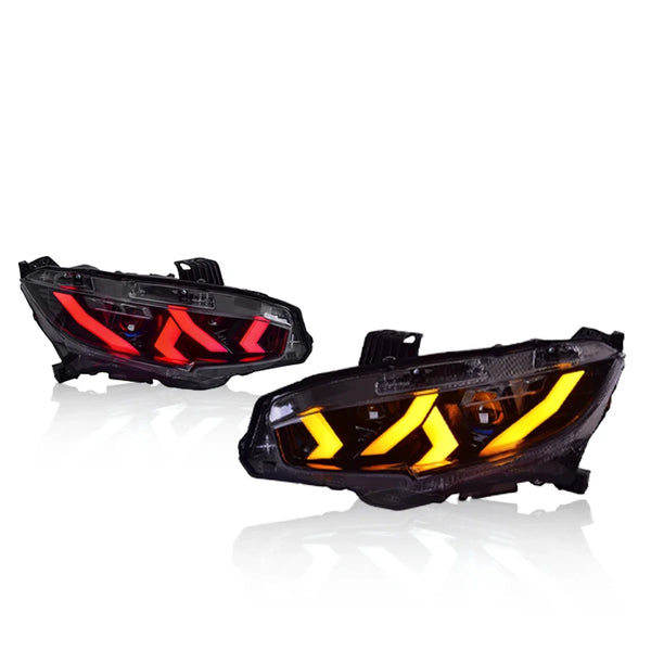 TYPY Car Front Lamp For Honda Civic Headlight RGB LED Projector Headlamp Assembly 2016-2021 Turn Signals Daytime Running Lights