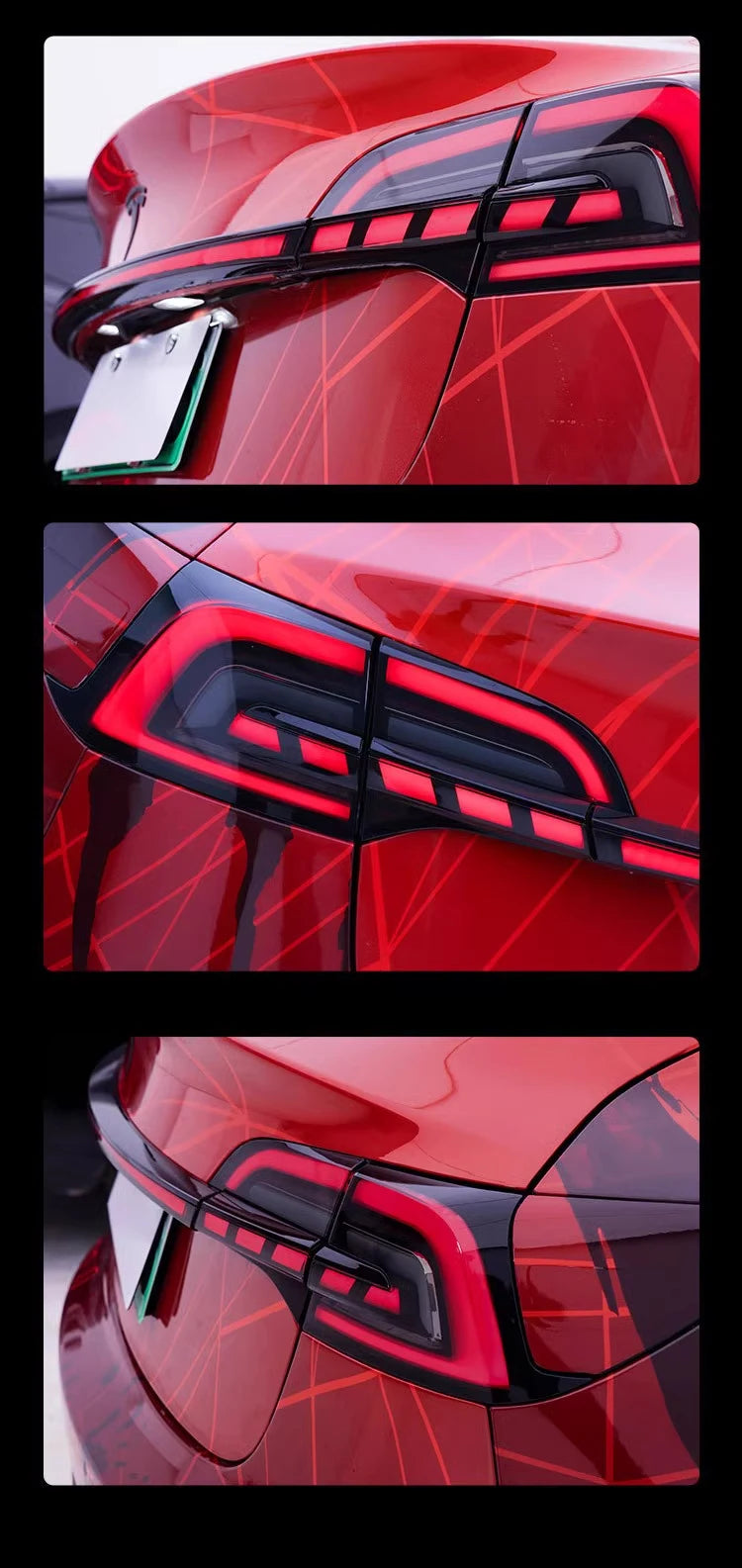 TYPY LED DRL Tesla Model 3 Model Y 2017-2023 Taillights Lightbar Start-up Welcome Dynamic Sequential Rear Lights Tail Lamps Smoke Black / Red LHD & RHD