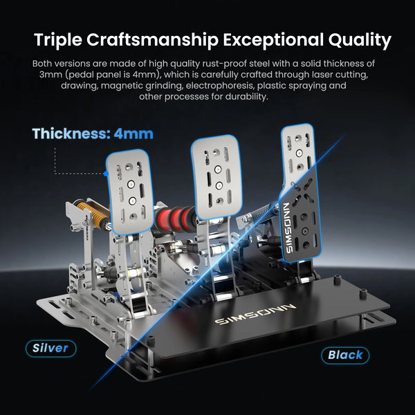 SIMSONN Black Plus X Simracing Pedals Sim Racing Simulator Pedal Pressure Load Cell HE Hydraulic Pedal for PC Cockpit Pedal