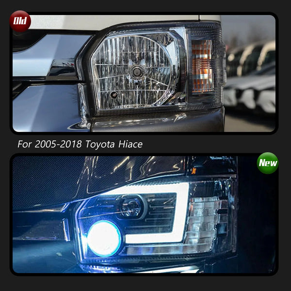 TYPY Car For Toyota Hiace Headlight 2005-2018 Upgrade Modified to New DRL Dynamic Turn Signal LED Headlight Auto Accessories