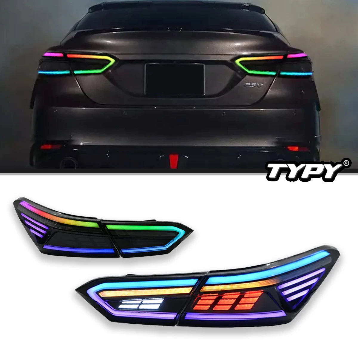 TYPY New LED Taillight Upgrade Modified Full Tail Lamp Car Accessories For Toyota Camry RGB 2018-2023 Dynamic Turn Signals