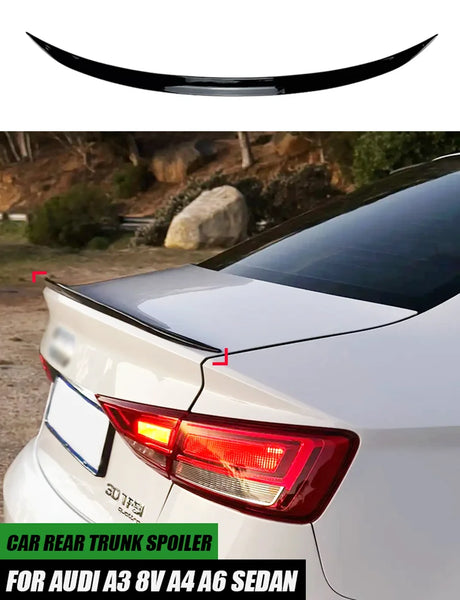For Audi Accessories A3 8V A4 A6 2013-2020 Sedan Car Rear Trunk Spoiler Boot Wing Glossy Black Soft Rubber 121CM