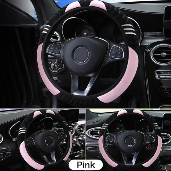 Breathable PU Leather Anti-Slip Universal Car Steering Wheel Cover, Interior Decoration Accessories