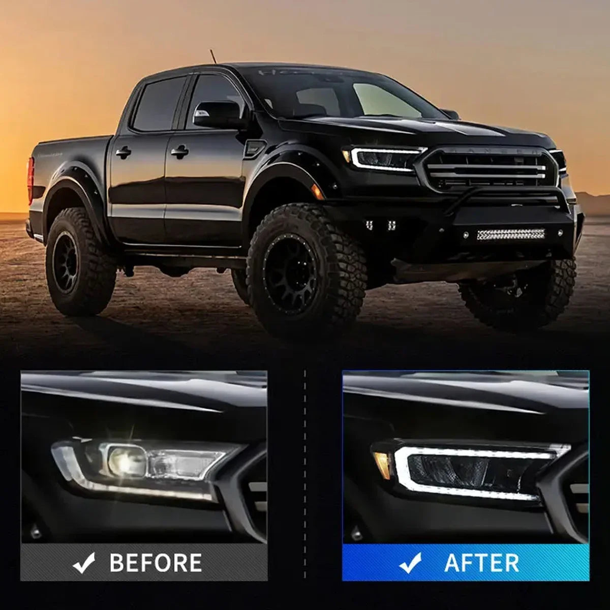 Auto Parts LED Head Lamps Car Headlights Assembly Front Lamp 2015-2018 2019 2020 w/Sequential Turn Signal For Ford Ranger T6 T7