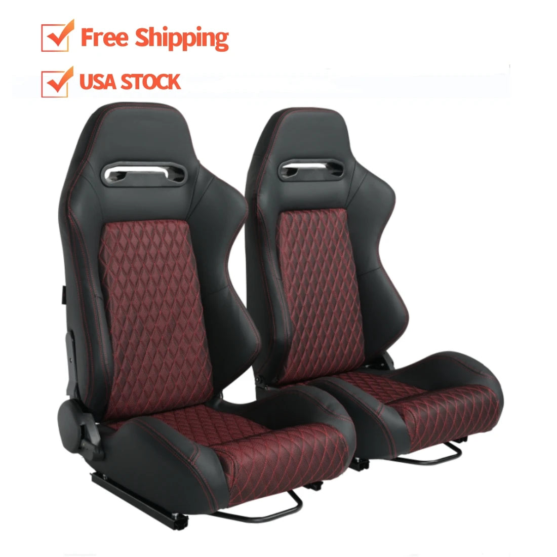 JIABEIR 1035D 2PCS Universal Red Shinny Breathable Mesh Fabric Car Racing Seats