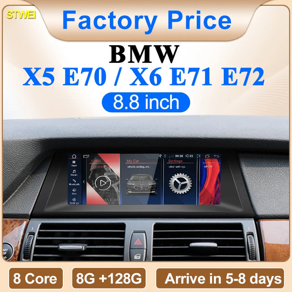 2025 New 8.8inch Car Multimedia Players For BMW E70 E71 Wireless CarPlay Android AUTO ID6 ID7 ID8 GPS Navigation Bluetooth Music