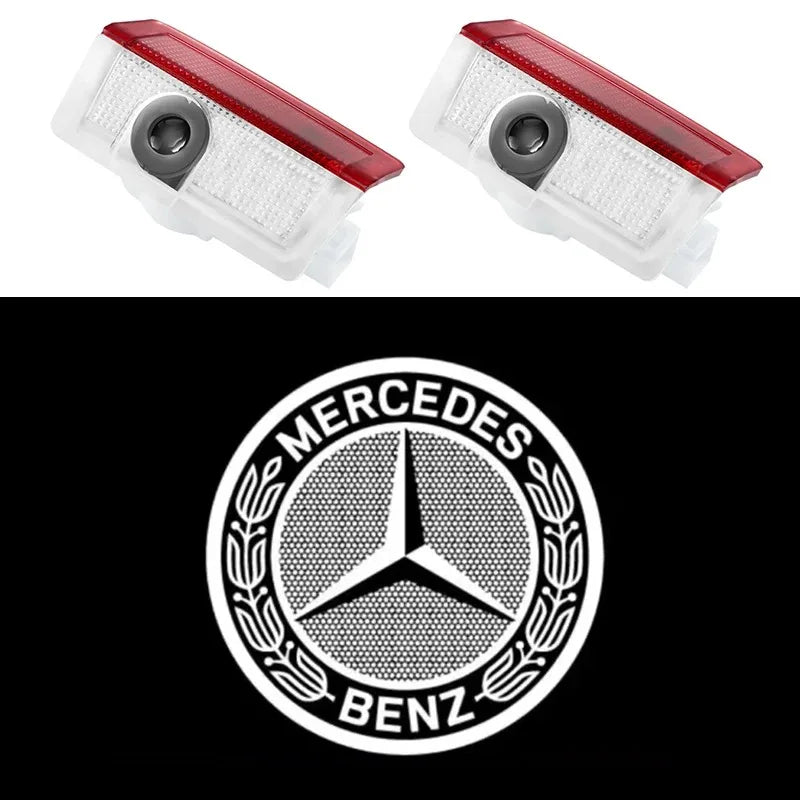 2pcs Car door welcome light logo Emblem For Mercedes Benz A C E GLC GLA GLE GLB Class W177 W205 W212 W213 X253 X156 W166 X247
