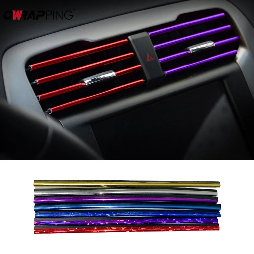 10 Pcs Colorful Car Accessories DIY Auto Interior Air Conditioner Outlet Vent Grille Chrome Decoration Strip for Car Styling