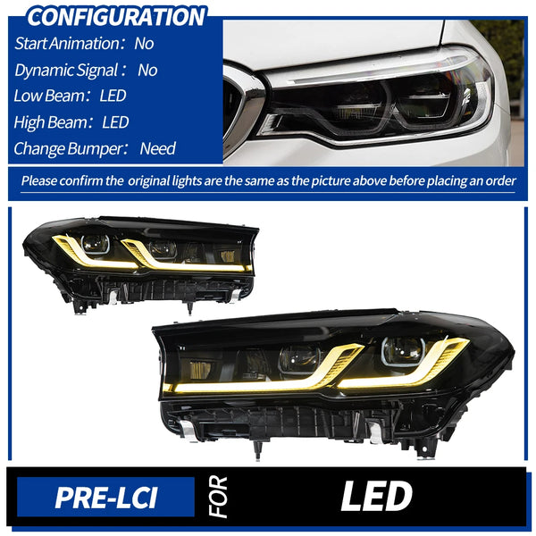 AKD Head Lamp for BMW G30 G38 LED Headlight 2018-2020 Headlights 525i 530i M5 DRL Turn Signal High Beam Angel Eye Projector Lens